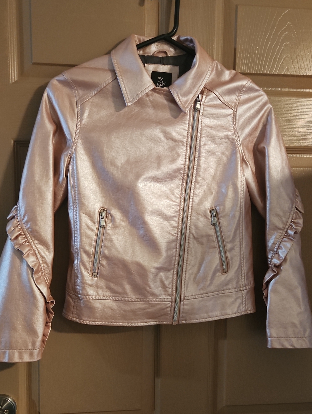 Art Class Metallic Pink Moto Jacket Sz Lg (10/12)